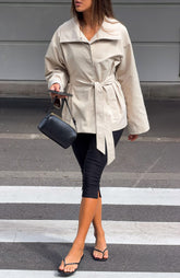 Could Touch Cropped Trench Jacket Sand