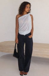 See My Love Multi Way Scarf Top White/Black Polka Dot