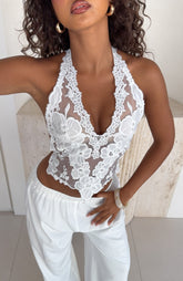 More Dreams Halter Top White