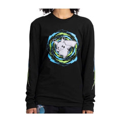 Pikachu Neon Pokémon Active Black, Green & Blue Long-Sleeve Crew Neck T-Shirt - Adult
