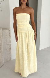 Bittersweet Babe Strapless Broderie Maxi Dress Butter