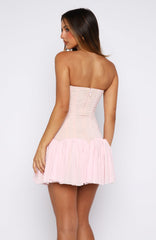 Following My Heart Strapless Mesh Mini Dress Baby Pink