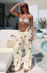 Tropic Muse Pants Cream/Choc Polka Dot