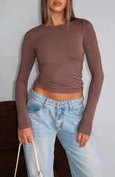 Only For Tonight Long Sleeve Top Mocha