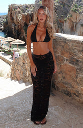 Take Time Lace Maxi Skirt Black