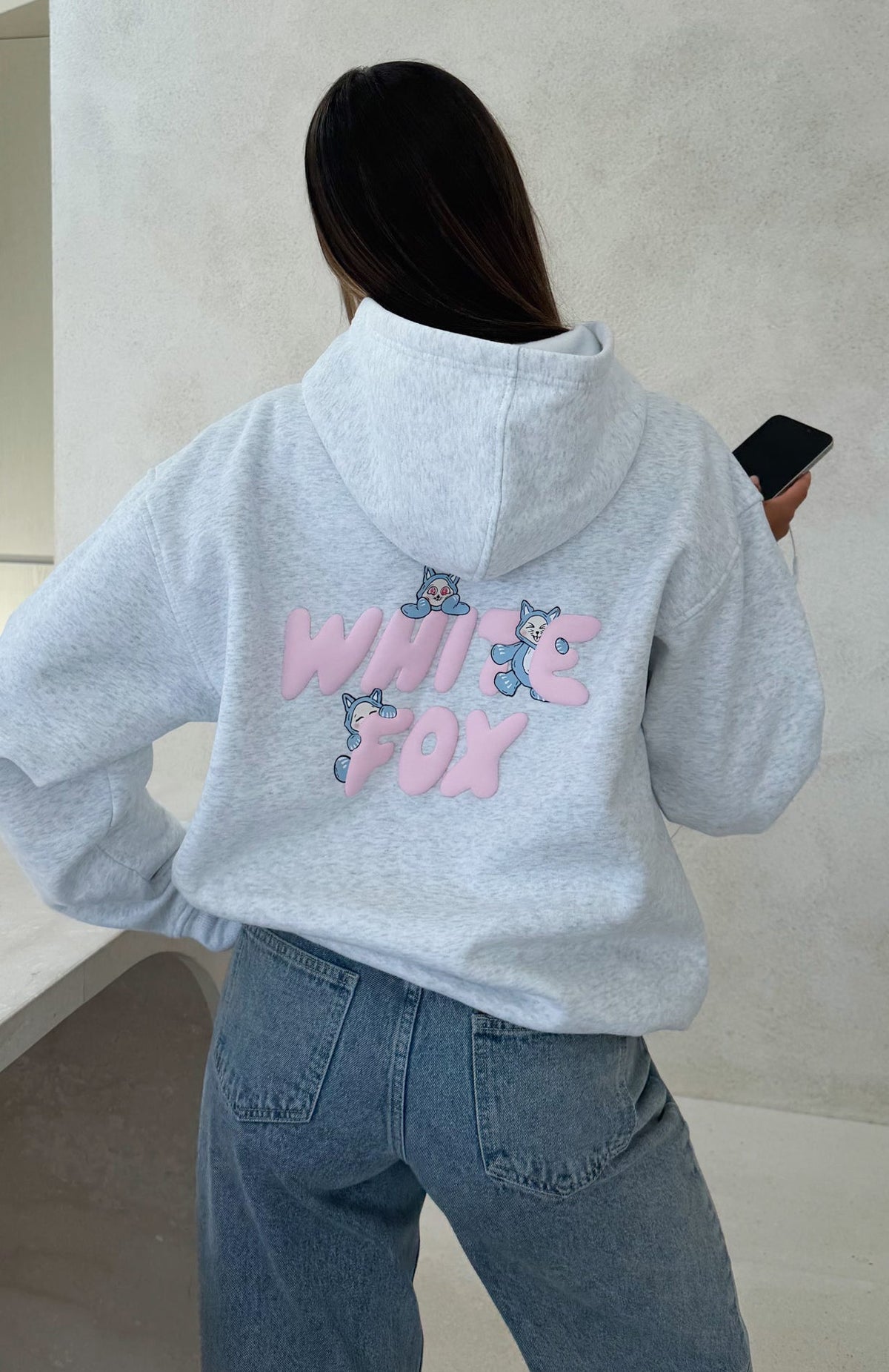 Bubbles & Foxy Friends Oversized Hoodie Frosty