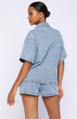Denim Daydream Button Up Shirt Mid Blue